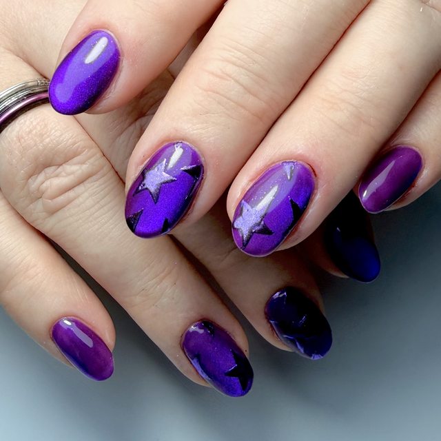 Purple ombre floral nail art by The Nail Editor