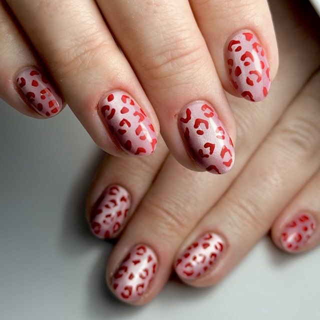 Pink leopard and heart nail art by The Nail Editor