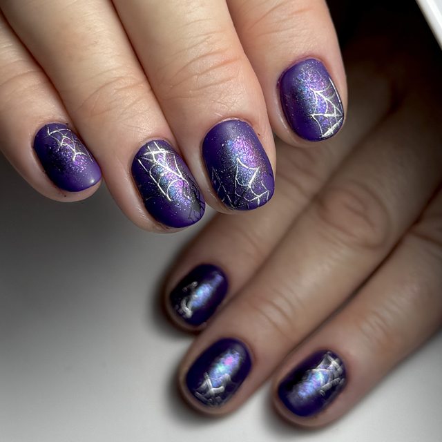 Purple galaxy glitter nail art by The Nail Editor