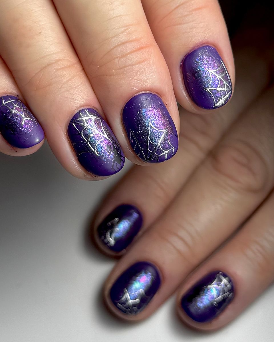 Purple galaxy glitter nail art by The Nail Editor