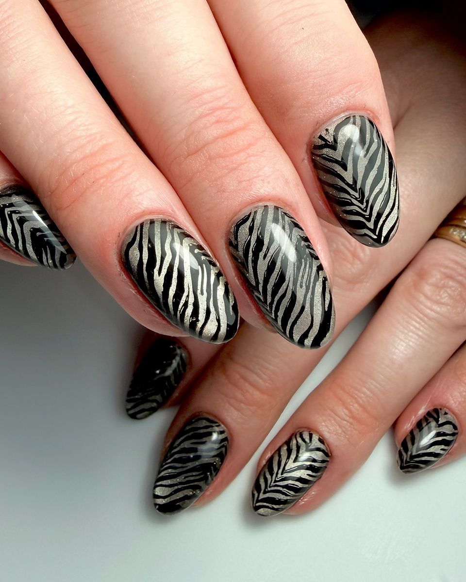 Black and white zebra nail art by The Nail Editor