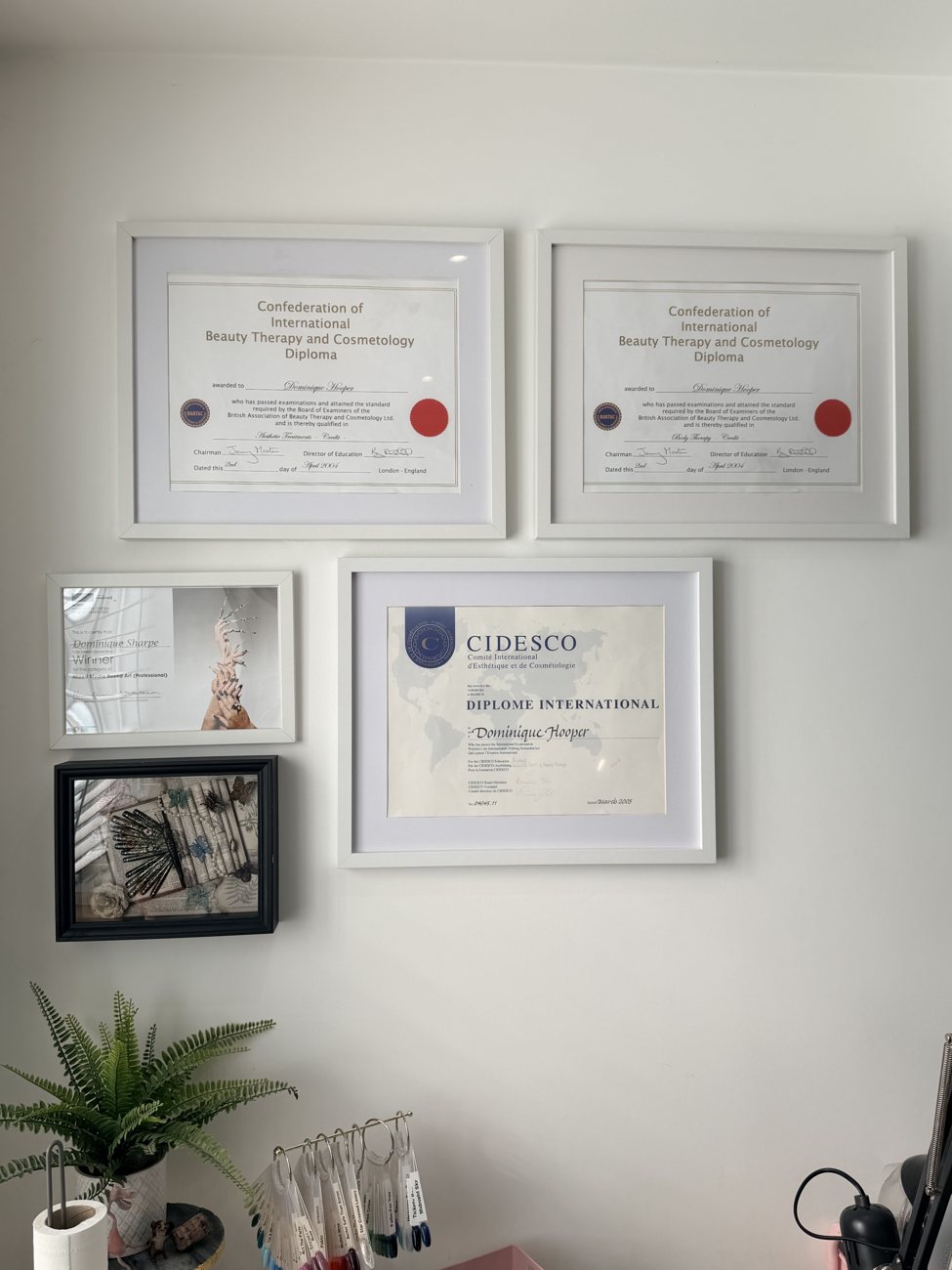 CIDESCO and CIBTAC beauty therapy diploma certificates
