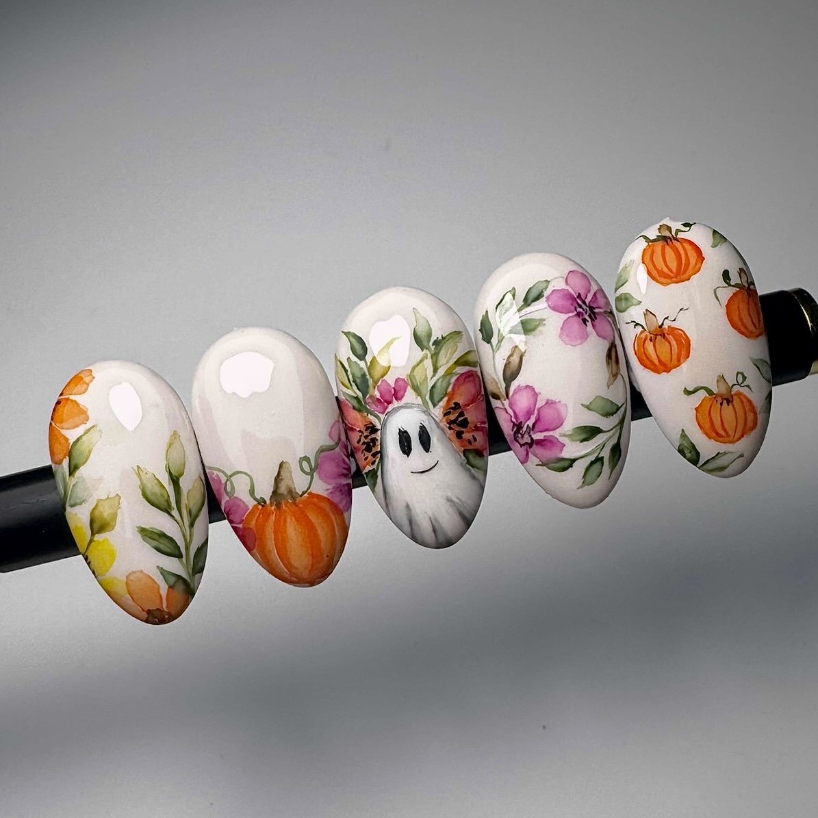Autumn floral nail art